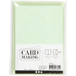 Cards and envelopes, card size 10,5x15 cm, envelope size 11,5x16,5 cm, 120+210 g, light green, 6 set/ 1 pack