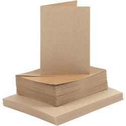 Cards and envelopes, card size 10,5x15 cm, envelope size 11,5x16,5 cm, 120+240 g, natural, 50 set/ 1 pack