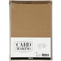 Cards and envelopes, card size 10,5x15 cm, envelope size 11,5x16,5 cm, 120+240 g, natural, 50 set/ 1 pack