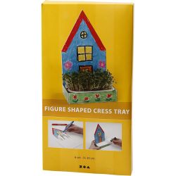 Figure Shaped Cress Trays, house, H: 20 cm, white, 6 set/ 1 pack