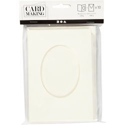 Passepartout Card, oval, card size 10,5x15 cm, envelope size 11,5x16,5 cm, off-white, 10 set/ 1 pack