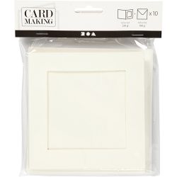 Passepartout Card, card size 12,5x12,5 cm, envelope size 13,5x13,5 cm, off-white, 10 set/ 1 pack