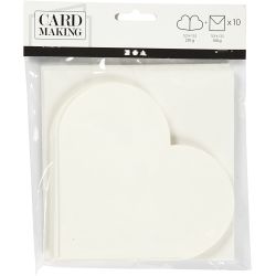 Heart-Shaped Cards , card size 12,5x12,5 cm, envelope size 13,5x13,5 cm, off-white, 10 set/ 1 pack