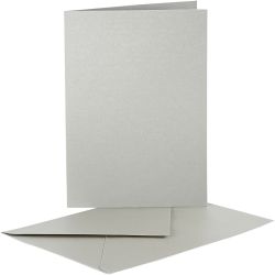 Pearlescent Cards & Envelopes, card size 10,5x15 cm, envelope size 11,5x16,5 cm, silver, 10 set/ 1 pack