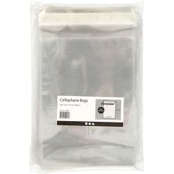 Cellofaan Zakjes, H: 17,3 cm, B: 12,3 cm, dikte 25 my, 200 stuk/ 1 doos