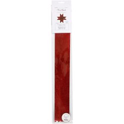 Star Strips, L: 86+100 cm, dia. 11,5+18,5 cm, W: 25+40 mm, red, red glitter, 16 strips/ 1 pack