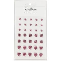 Rhinestones, round, square, heart, size 6+8+10 mm, rose, 35 pc/ 1 pack