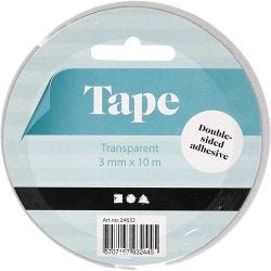 Double-Sided Adhesive Tape, W: 3 mm, 10 m/ 1 roll