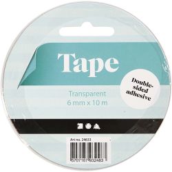 Double-Sided Adhesive Tape, W: 6 mm, 10 m/ 1 roll