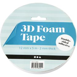 3D Tape, W: 12 mm, thickness 2 mm, 5 m/ 1 roll
