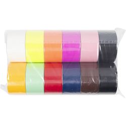 Duct Tape, Solid colour, W: 48 mm, assorted colours, 12x5 m/ 1 pack
