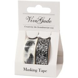 Washi Tape, feather and pattern -foil, W: 15 mm, 2x4 m/ 1 pack