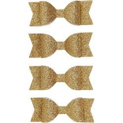 Paper Bow, size 31x85 mm, gold glitter, 4 pc/ 1 pack