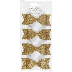 Paper Bow, size 31x85 mm, gold glitter, 4 pc/ 1 pack