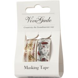 Washi Tape, words and birds - foil, W: 15 mm, 2x4 m/ 1 pack