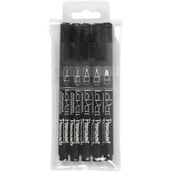 Permanent Markers, line 2x0,6+2x0,8+1,3 mm, black, 5 pc/ 1 pack