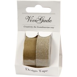 Design Tape, W: 15 mm, gold, 2 roll/ 1 pack