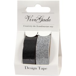 Design Tape, W: 15 mm, black, 2 roll/ 1 pack