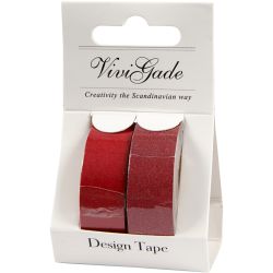 Design Tape, W: 15 mm, red, 2 roll/ 1 pack