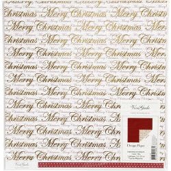 Design Paper, Merry Christmas and dots, sheet 30,5x30,5 cm, 180 g, gold, 3 sheet/ 1 pack