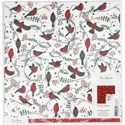 Design Paper, birds and branches, sheet 30,5x30,5 cm, 180 g, 5 sheet/ 1 pack