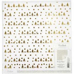 Design Paper, deers and dots, sheet 30,5x30,5 cm, 180 g, gold, 3 sheet/ 1 pack