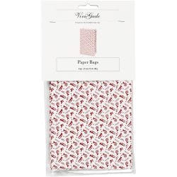 Paper Bag, trumpet, H: 21 cm, size 6x12 cm, 80 g, red, white, 8 pc/ 1 pack