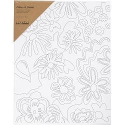 Colour-in Canvas, Flowers, D. 1,6 cm, size 24x30 cm, 360 g, 1 pc