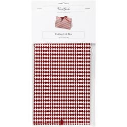 Folding gift box, harlequin pattern, size 15x7x8 cm, 250 g, red, white, 3 pc/ 1 pack