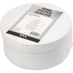 Round Boxes, H: 4+5+6+7 cm, dia. 8+10+12+14 cm, white, 4 pc/ 1 set