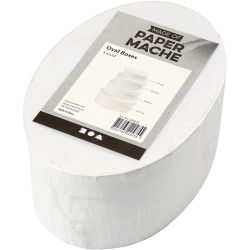 Oval Boxes, H: 4+5+6+7 cm, L: 10+12+14+16 cm, white, 4 pc/ 1 set