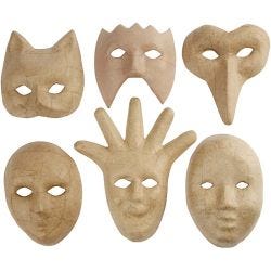 Masks, H: 12-21 cm, 6 pc/ 1 pack