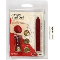 Wax Seal Set, crown, flower, fleur-de-lis, dia. 18 mm, 1 set