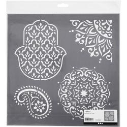 Stencil, ethnic motives, size 30,5x30,5 cm, thickness 0,31 mm, 1 sheet