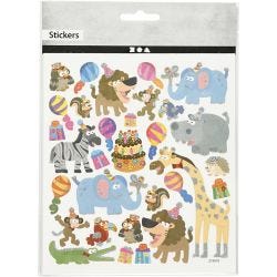 Stickers, animals birthday, sheet 15x16,5 cm, 1 sheet