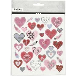 Stickers, hearts, sheet 15x16,5 cm, 1 sheet