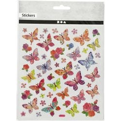 Stickers, butterflies, sheet 15x16,5 cm, 1 sheet