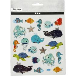 Stickers, sea animals, sheet 15x16,5 cm, 1 sheet