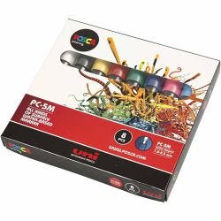 Posca Marker, no. PC-5M, line 2,5 mm, medium, assorted colours, 8 pc/ 1 pack