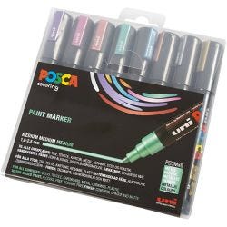 Posca Marker, no. PC-5M, line 2,5 mm, medium, metallic colours, 8 pc/ 1 pack