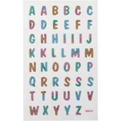 Glitter Stickers, Letters, sheet 10x16 cm, 1 sheet