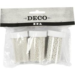 Mini Glass Beads, size 0,6-0,8+1,5-2+3 mm, mother-of-pearl, 3x45 g/ 1 pack
