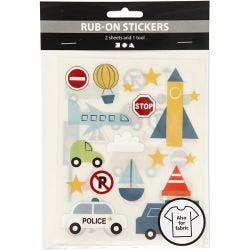 Rub-on Stickers, transport, sheet 12,2x15,3 cm, 1 pack