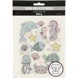 Rub-on Stickers, ocean, sheet 12,2x15,3 cm, 1 pack