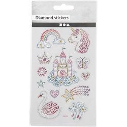 Diamond stickers, unicorn world, sheet 10x16 cm, 1 sheet