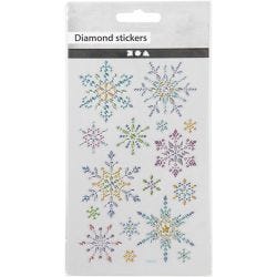 Diamond stickers, snowflakes, sheet 10x16 cm, 1 sheet
