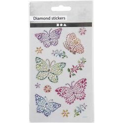 Diamond stickers, butterflies, sheet 10x16 cm, 1 sheet