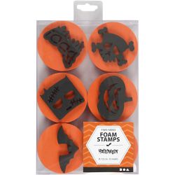 Foam stempels, Halloween, d 7,5 cm, dikte 2,5 cm, 6 stuk/ 1 doos