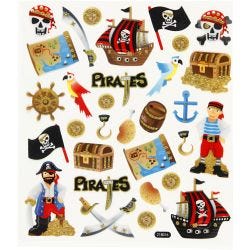 Stickers, pirates, sheet 15x16,5 cm, 1 sheet