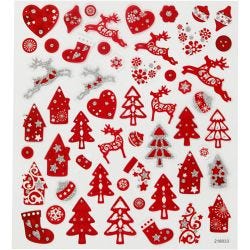 Stickers, red/white Christmas, sheet 15x16,5 cm, 1 sheet